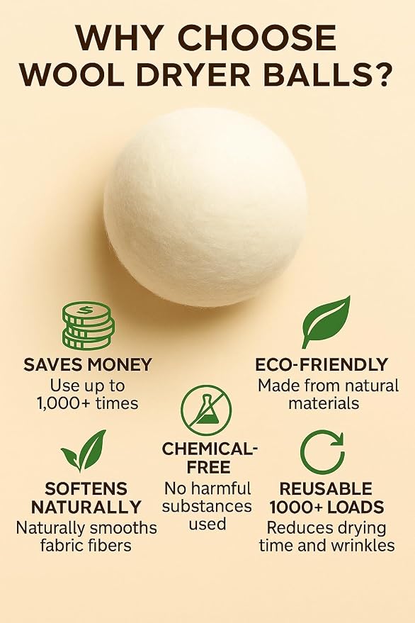 Wool Dryer Balls – 4XL Pack + 2 Essential Oils – 100% Pure New Zealand Wool – - Image 5