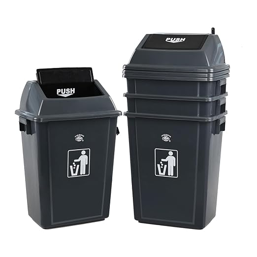 4 Packs 13 Gallon Commercial Heavy-Duty Trash/Garbage Can, Swing Lid Waste by Afromy
