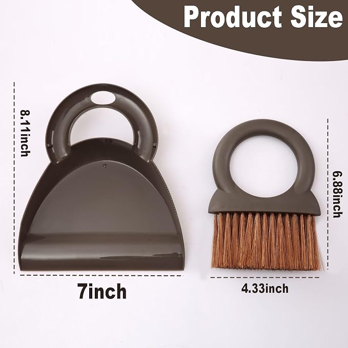 Round Handle Brush and Dustpan Set Small Broom & Dustpan Portable Handheld - Image 5