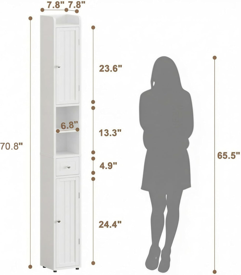 ChooChoo Narrow Bathroom Storage Cabinet with Adjustable Shelves and Drawer