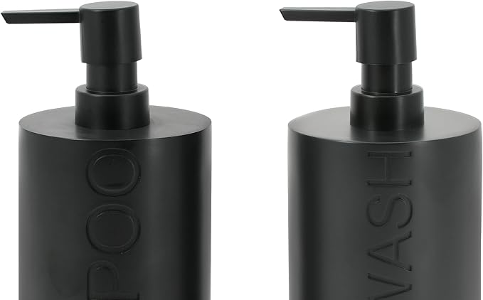 Matte Black Resin 2 Piece Shampoo and Body Wash Dispenser Set, Luxurious - Image 8