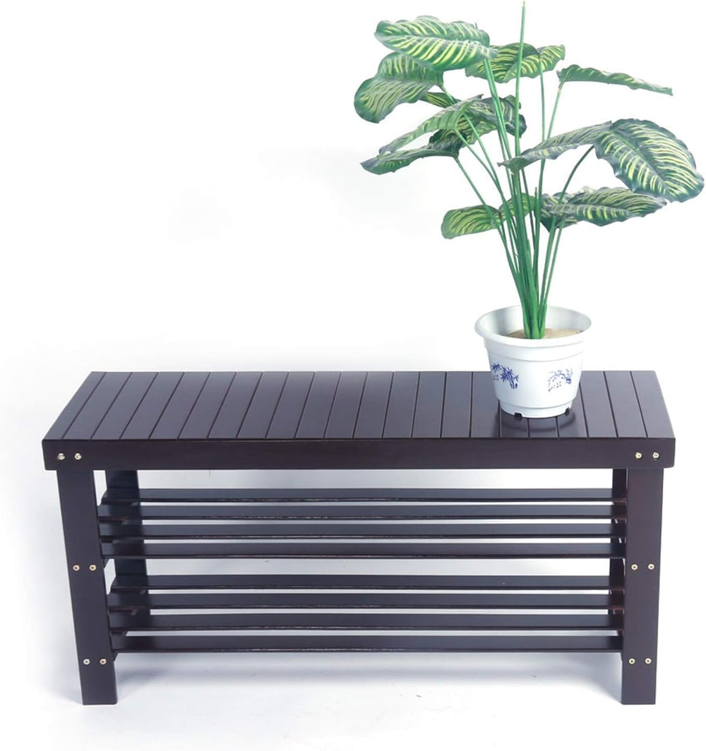 3 Tier Bamboo Shoe Rack Organizer - Free Standing Stackable Shelf for Entrywa...