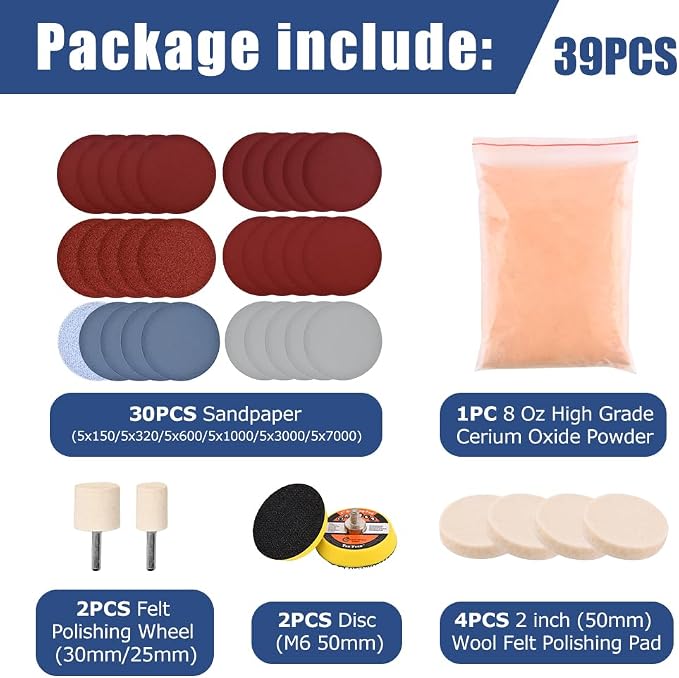 EMVANV Glass Polishing Kit, Deep Scratch Window Repair Tool, Window Windscreen - Image 2