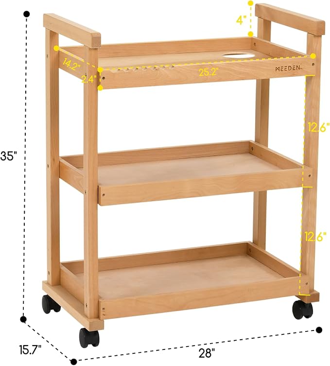 MEEDEN Art Cart Storage Organizer, 3-Tier Rolling Utility Studio Taboret - Image 2