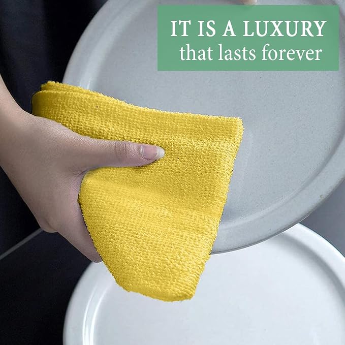 Cotton Terry Towel Rags Yellow 14x17|Pack of 60|Super Absorbent|Quick Dry - Image 2