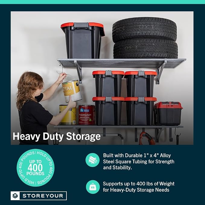 StoreYourBoard 2-Pack Heavy Duty Wall Shelves – Wall-Mounted Garage Storage - Image 4