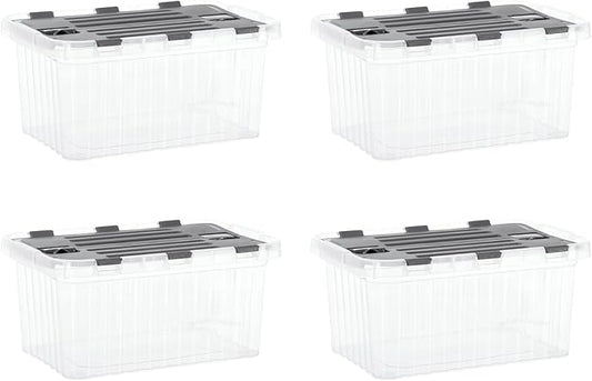 Superio Storage Bins with Lids, Stackable Totes, BPA Free, Odor Free, Organizer by Superio
