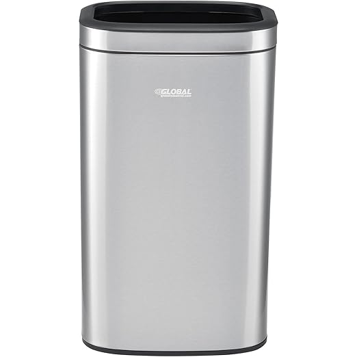 Global Industrial 8 Gallon Stainless Steel Slim Open Top Receptacle - Image 4