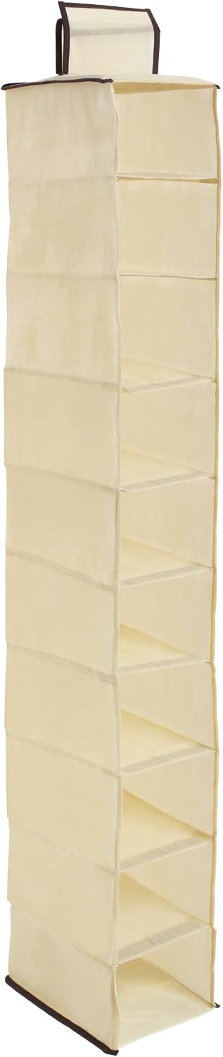 Premier Housewares Ten Section Hanging Shoe Organiser - 1 Piece, Cream,28 x 1...