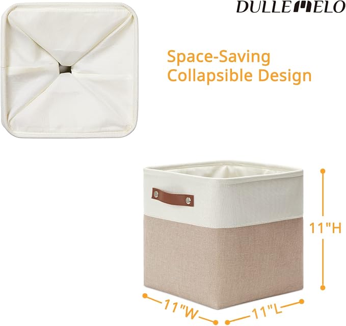 DULLEMELO 11 inch Cube Storage Bins, Large Collapsible Grey Storage Baskets - Image 2