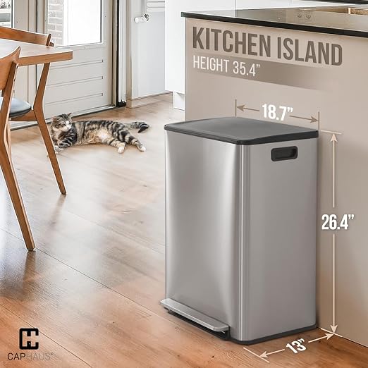 CAPHAUS Dual Trash Can with Lid, Trash and Recycling Bins Combo - Image 2