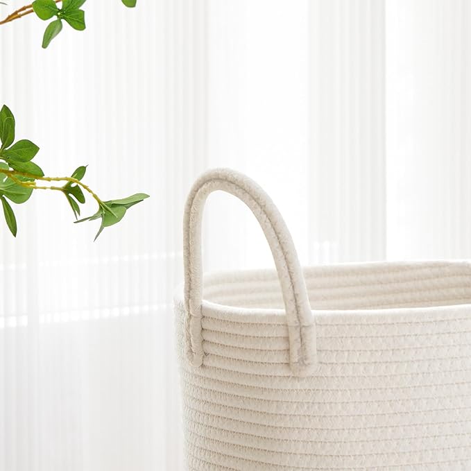 VIPOSCO Large Laundry Hamper, Tall Woven Rope Storage Basket - Image 3