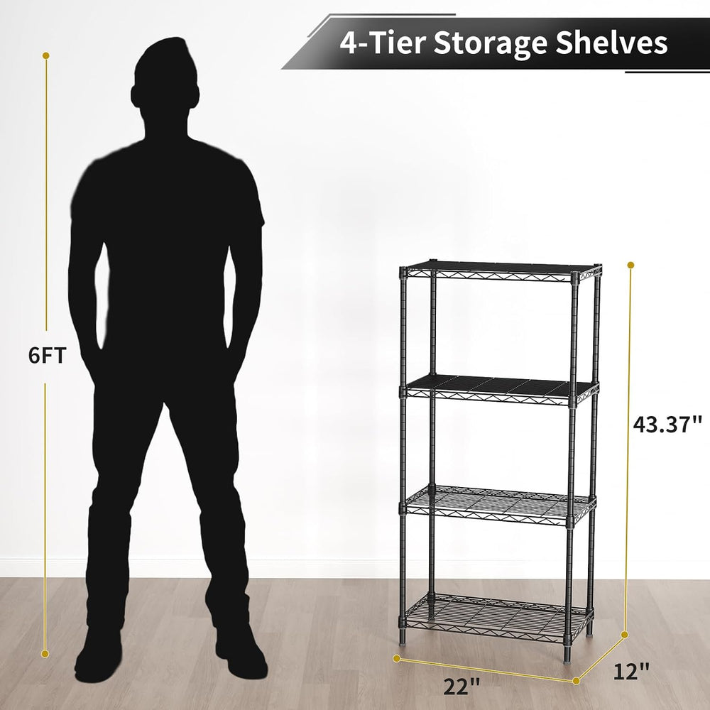 Golpart 4Tier Adjustable Storage Shelves Metal Wire Shelving Standing Shelf