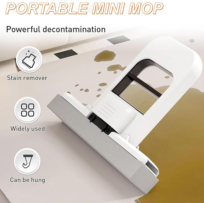 Mini Foldable Desktop Mop, Sponge Mop Wet and Dry Use Cleaning System, - Image 4