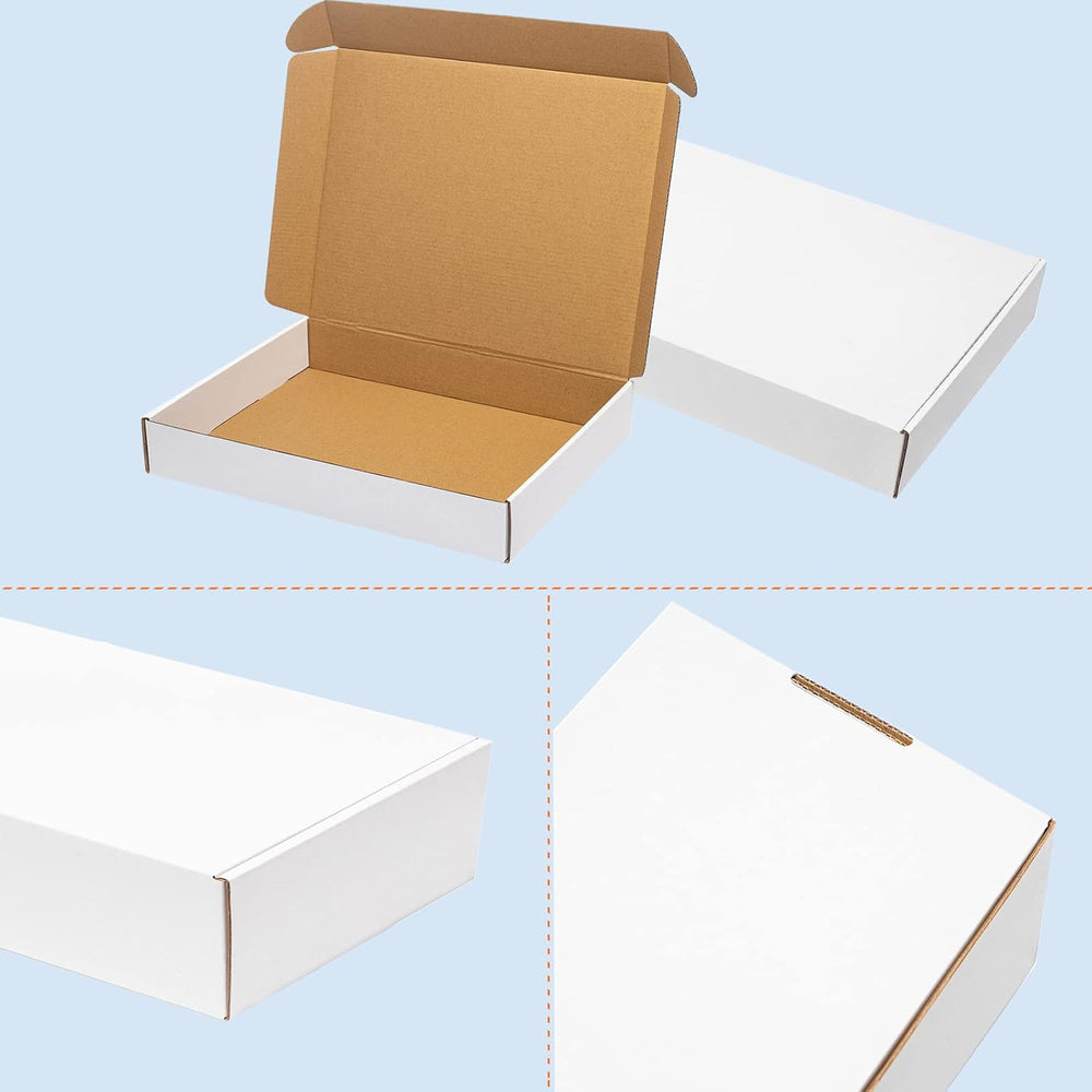 Wowxyz White Shipping Boxes 13x11x3" 20 Pack Corrugated Cardboard Box