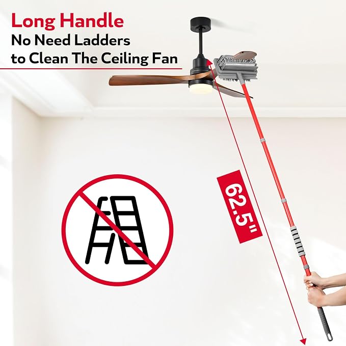 Ceiling Fan Cleaner Duster, 62.5‘’ Extendable Long Handle Ceiling Fan Blade - Image 6