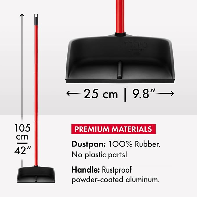 Dustpan with Handle by Ravmag- Solid Natural Rubber Construction- 40” Long - Image 4