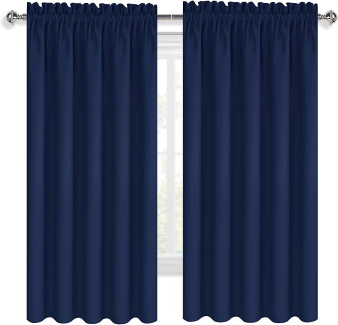 DWCN Bedroom Blackout Curtains 60 x 63 Inches Length 2 Panels Set, Solid - Image 9