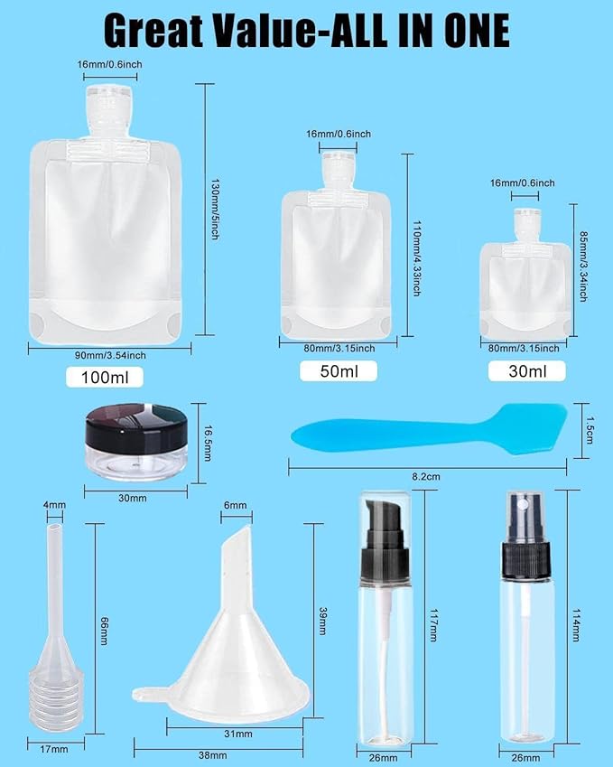 17 Pack Travel Pouches for Toiletries, TSA Approved, Portable Containers - Image 2