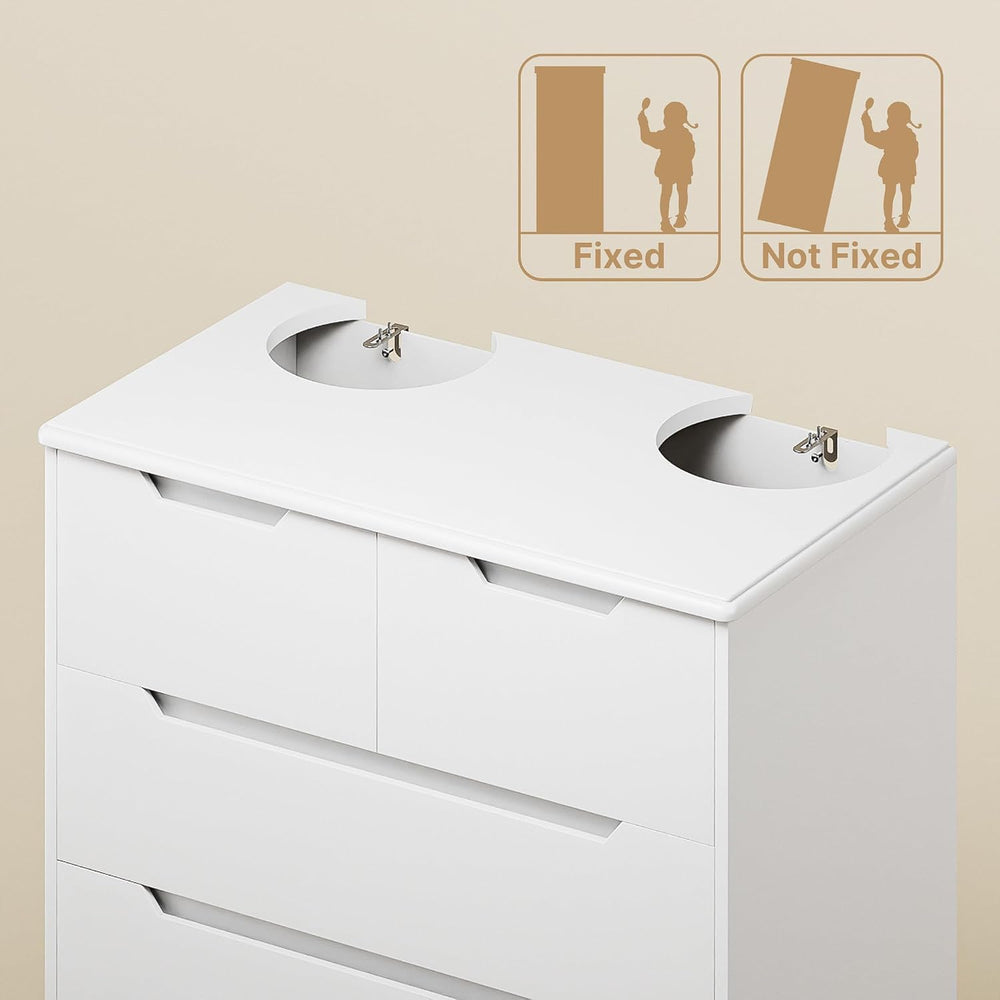Gizoon Tall 6 Drawer Dresser, White Bedroom Chest of Drawers Cabinet