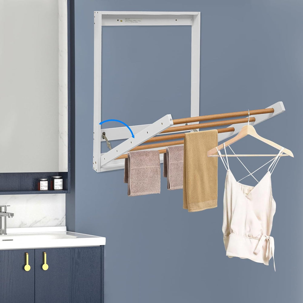 Wall Mount Clothes Drying Rack for Laundry, Foldable Wall Mount Laundry Rack ...