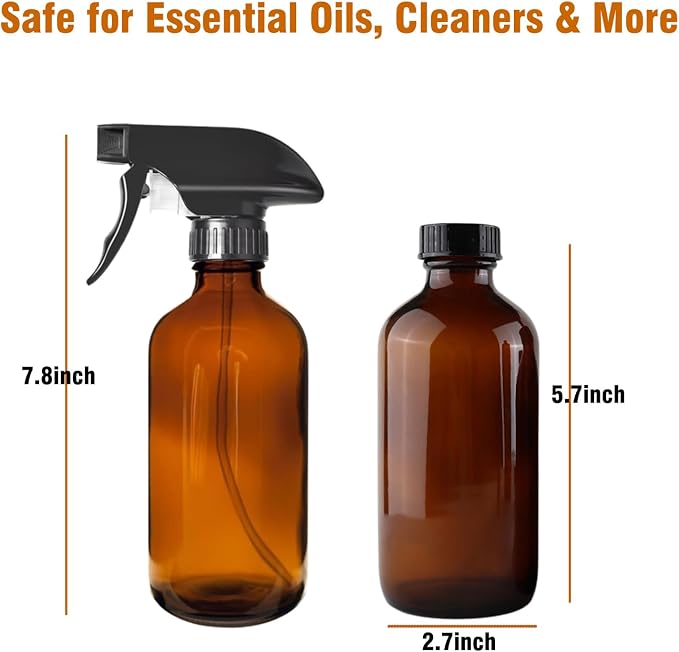 8oz Amber Glass Spray Bottles - Image 6