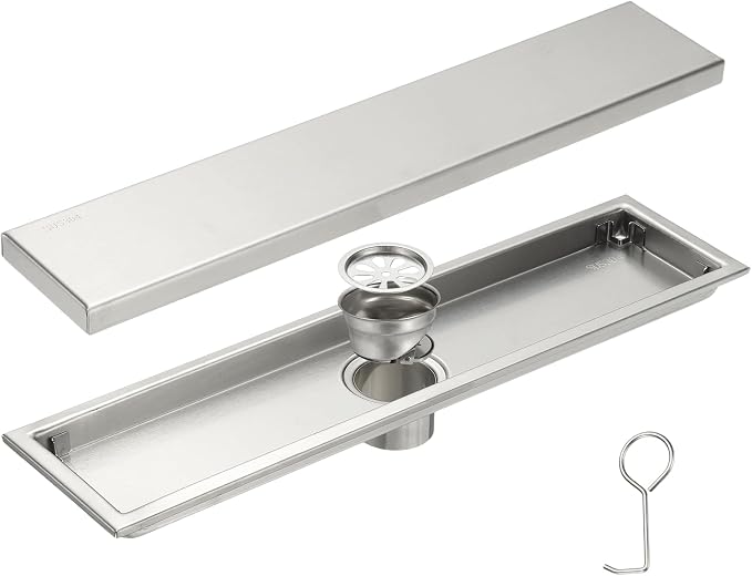 uxcell Rectangular Shower Drain, Brushed 304 Stainless Steel Odor-Proof Floor by uxcell