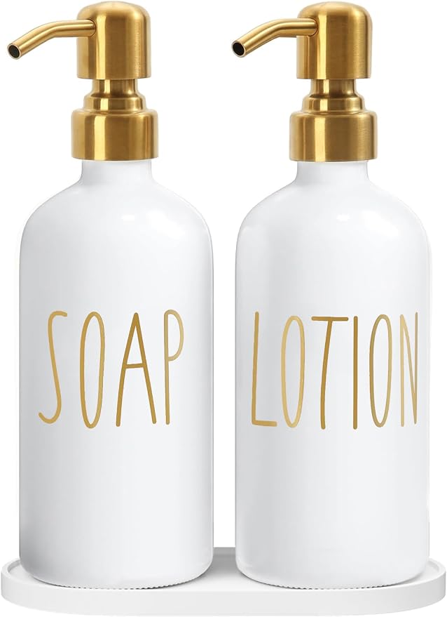 MOMEEMO Bathroom Soap Dispenser Set, Contains Lotion and Hand Soap Dispenser by MOMEEMO