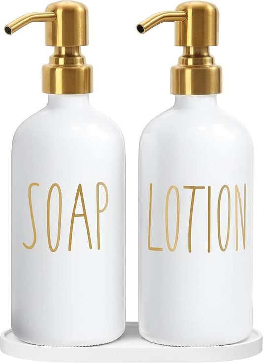 MOMEEMO Bathroom Soap Dispenser Set, Contains Lotion and Hand Soap Dispenser by MOMEEMO