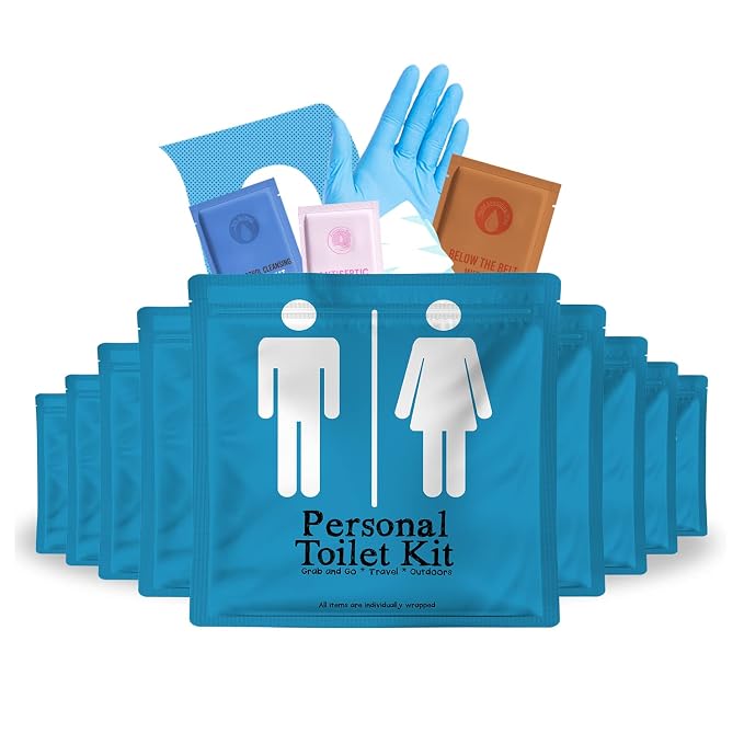 Personal Toilet Kit To Go – 10 Pack | Disposable Public Restroom Kit | by KitUSafe