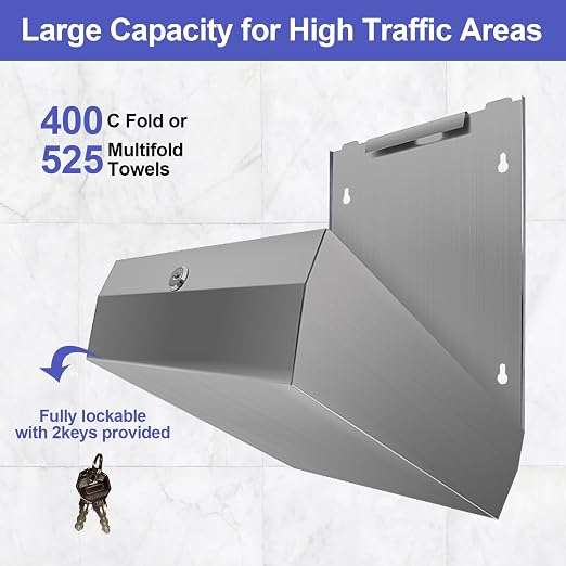 Paper Towel Dispenser Wall Mount, Brushed Stainless Steel Commercial Paper - Image 2