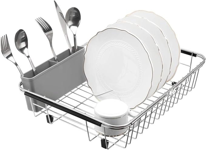 SANNO Expandable Dish Drying Rack, Dish Drainer, Dish Plate Holder Basket in - Image 4