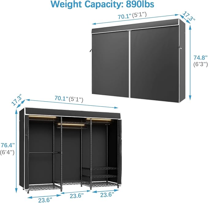 VIPEK V5LC Garment Rack Heavy Duty Covered Clothes Racks - Image 6
