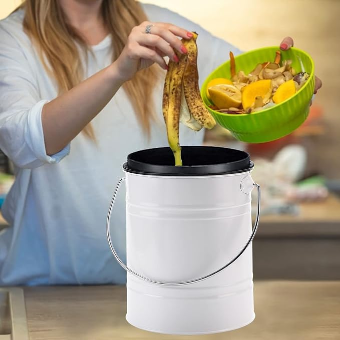 Compost Bin for Kitchen Counter, LALASTAR Small Metal Compost Bin Indoor - Image 3