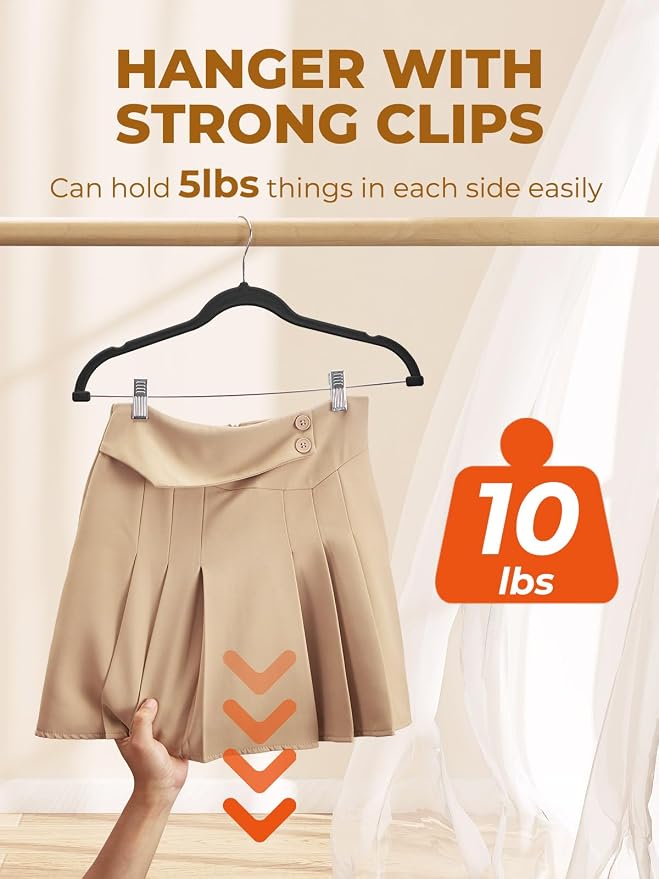 HOUSE DAY Velvet Skirt Hangers 72 Pack, Space Saving Slim Pant Hangers - Image 3