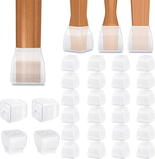 BALEINE 24 Pack Silicone Chair Leg Floor Protectors, Stool Leg Protectors Cap by BALEINE