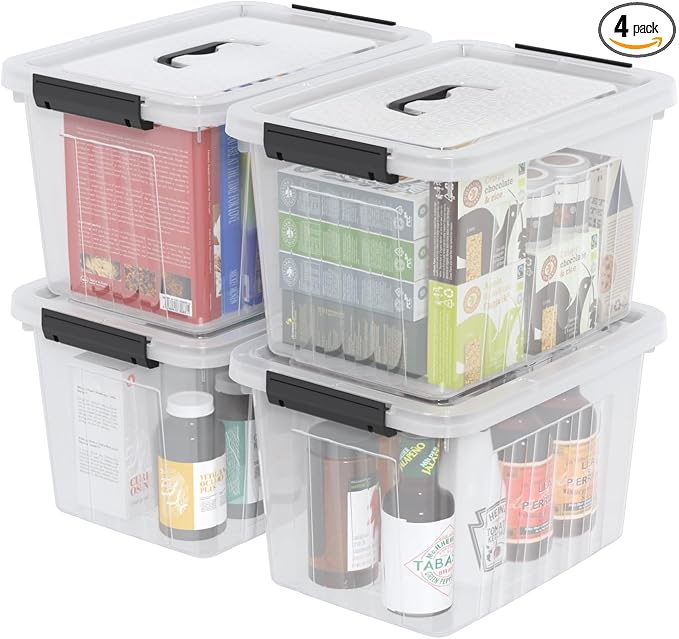 18 Quart Clear Plastic Storage Latching Bin by Qqbine