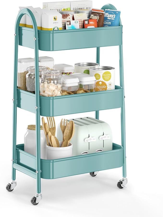 EAGMAK 3 Tier Utility Rolling Cart, Metal Storage Cart by Eagmak