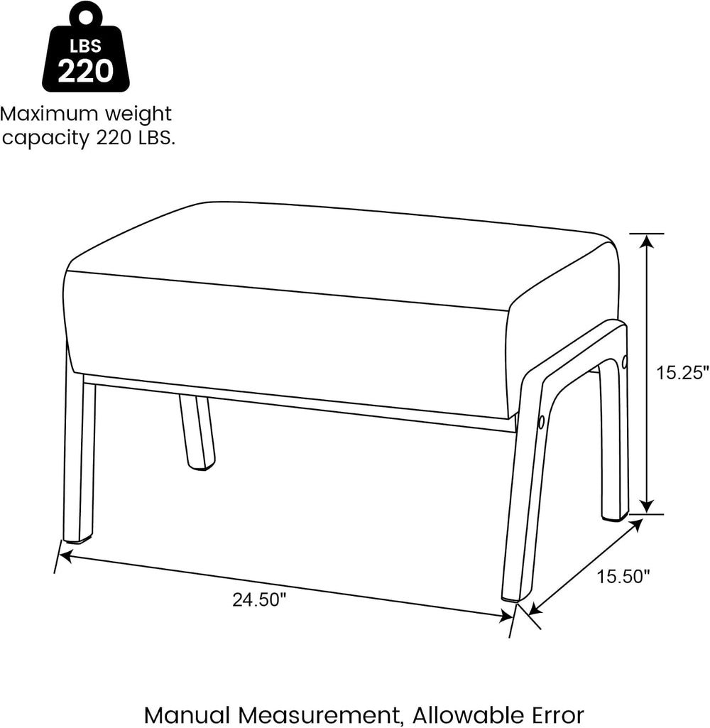 Glitzhome Foot Stool Ottoman, Modern Leatherette Sofa Stool Vanity Chair with...