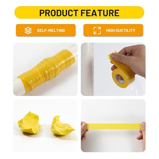 Self Fusing Silicone Tape 2 Rolls 1 in x 10' Yellow Waterproof Rescue Tape - Image 4