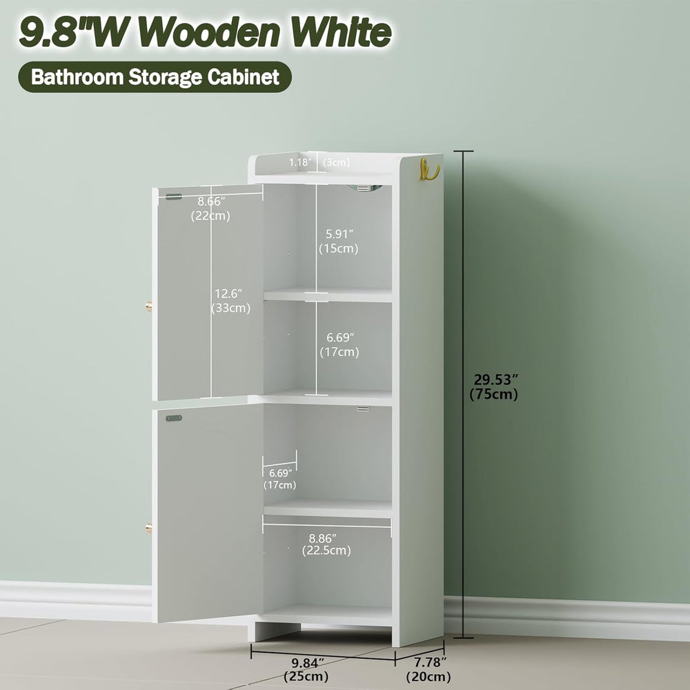 Arbuxzuy Small Bathroom Storage Cabinet with 2 Doors and Adjustable Shelf