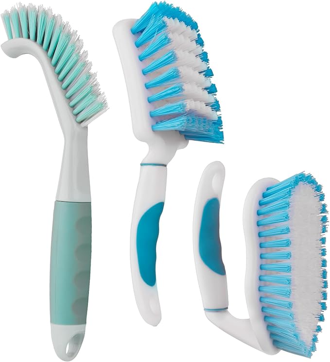 3 Pack Scrub Brush Set, Heavy-Duty Scrub Scrubbing Brushes by BRUSHFAMILY