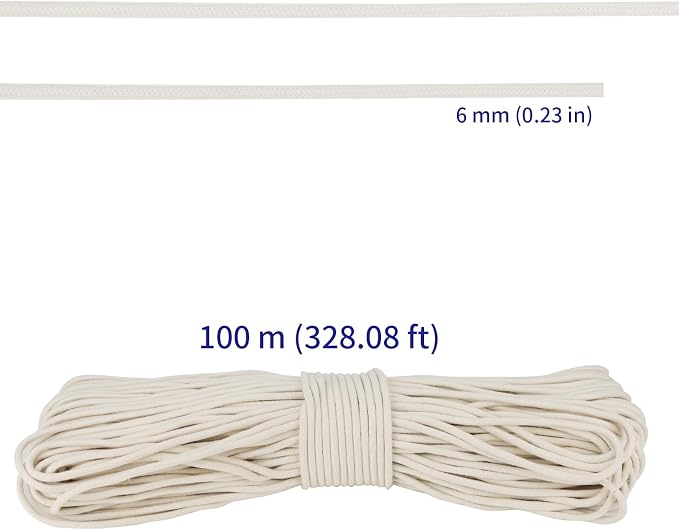 SOUJAP 328 Feet Cotton Clothesline Rope, 1/4 Inch White Cotton Clothesline Rope - Image 2