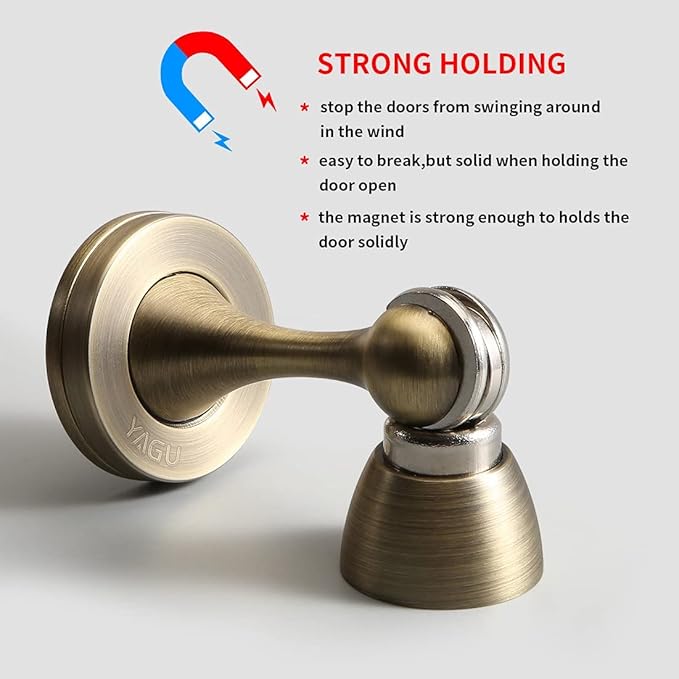 YAGU Magnetic Door Stopper 2 Pack, Zinc Alloy Brushed Bronze Door Stops Door - Image 3