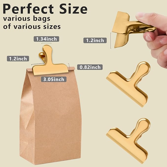 20 Pack 3 Inch Wide Stainless Steel Chip Clips Food Bag Clips Heavy Duty Bag - Image 2