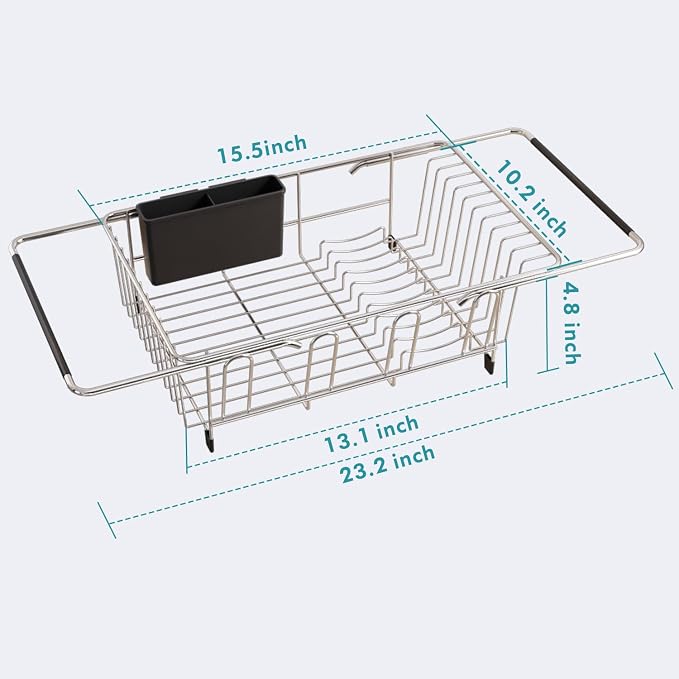 JASIWAY Dish Drying Rack in Sink, Expandable Stainless Steel Dish Drainers - Image 5