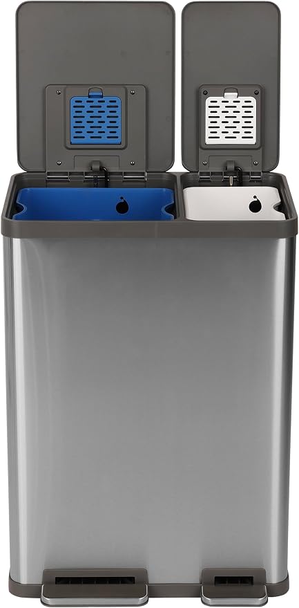 Simpli-Magic 16 Gallon Dual Compartment Step Trash Can – Kitchen Garbage Can by SIMPLI-MAGIC
