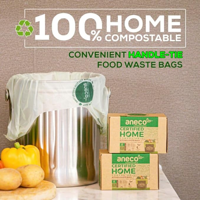 ANECO 100% Compostable Food Waste Bags 2.6 Gallon - Image 2