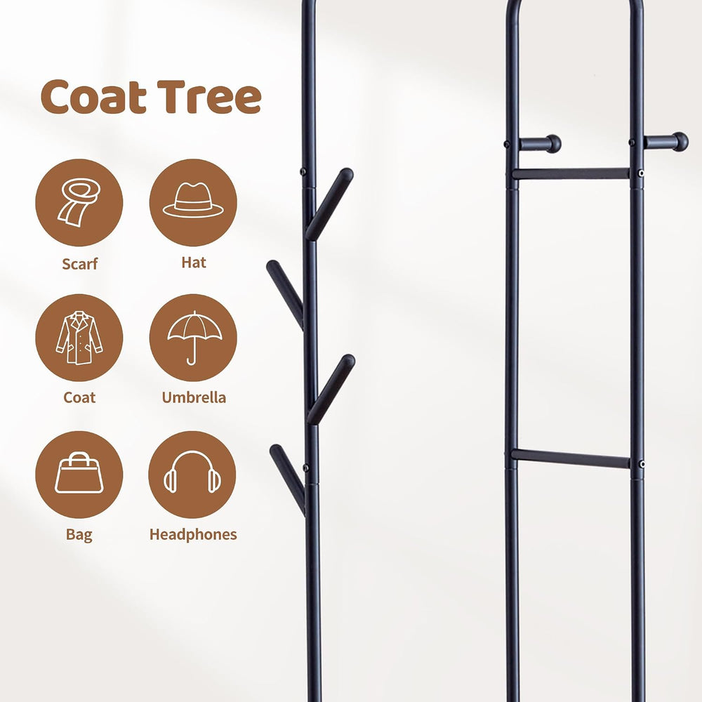 Heavy Duty Clothing Rack with Wheels, Garment Rack, Freestanding Coat Rack wi...