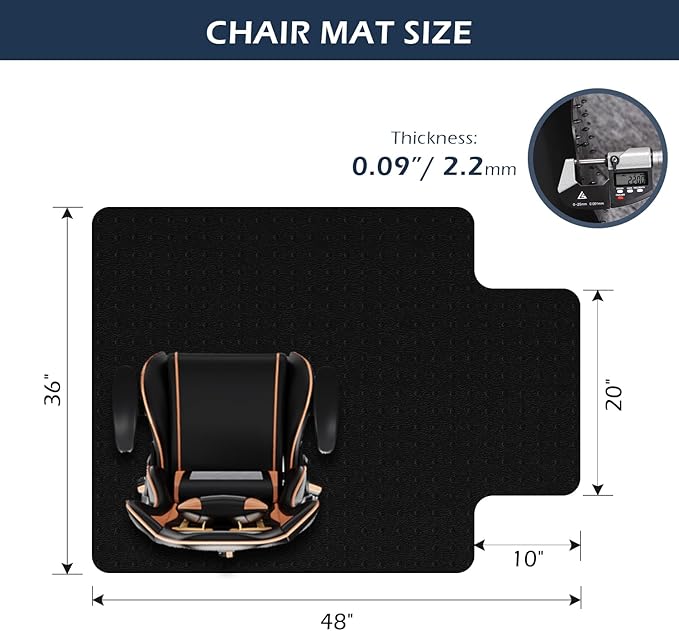 SALLOUS Office Chair Mat for Carpet, 48in x 36in Heavy Duty, Gaming Chair Mat - Image 2